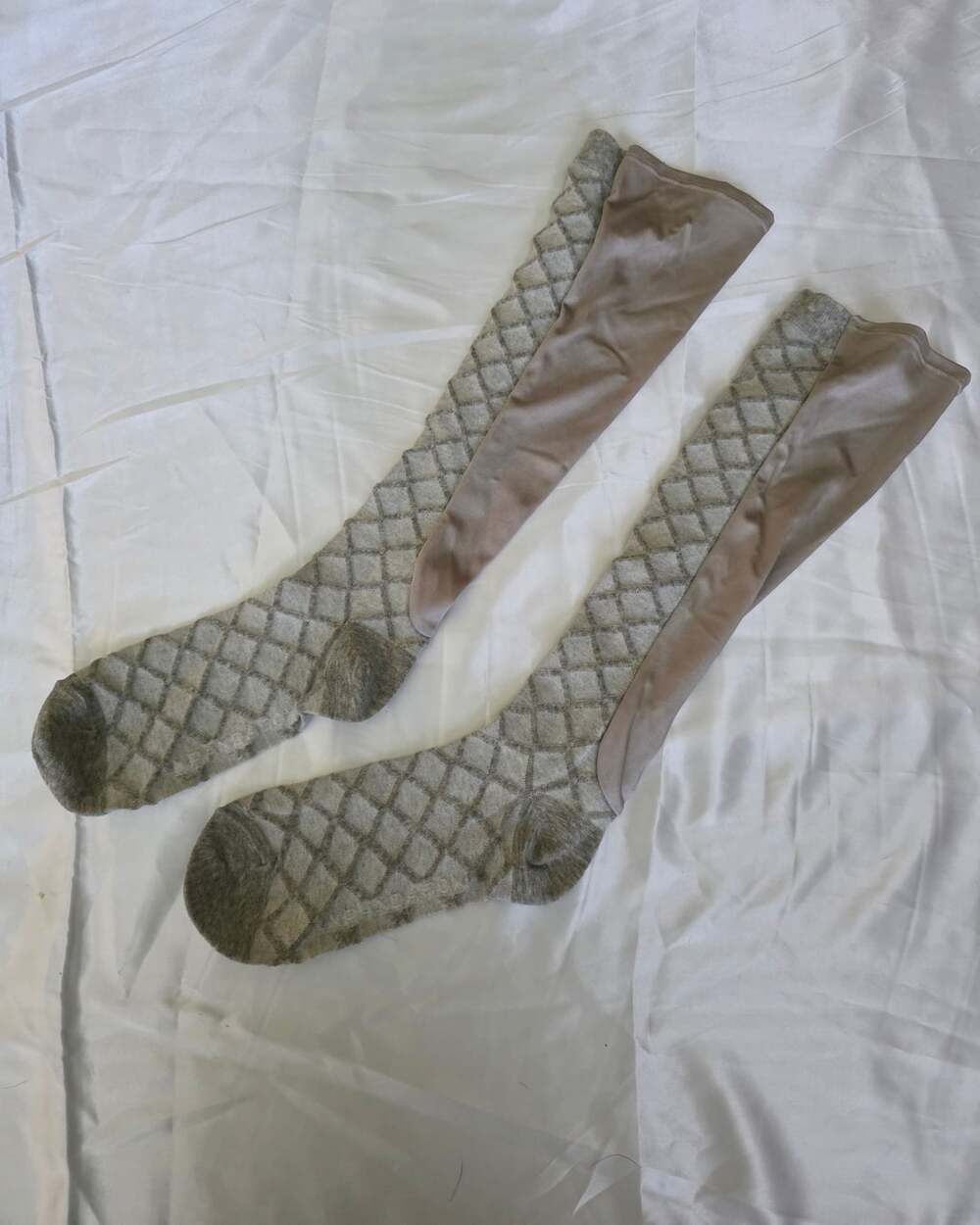 Juicy Couture Over The Knee Compression Socks Grey Diamond Knit